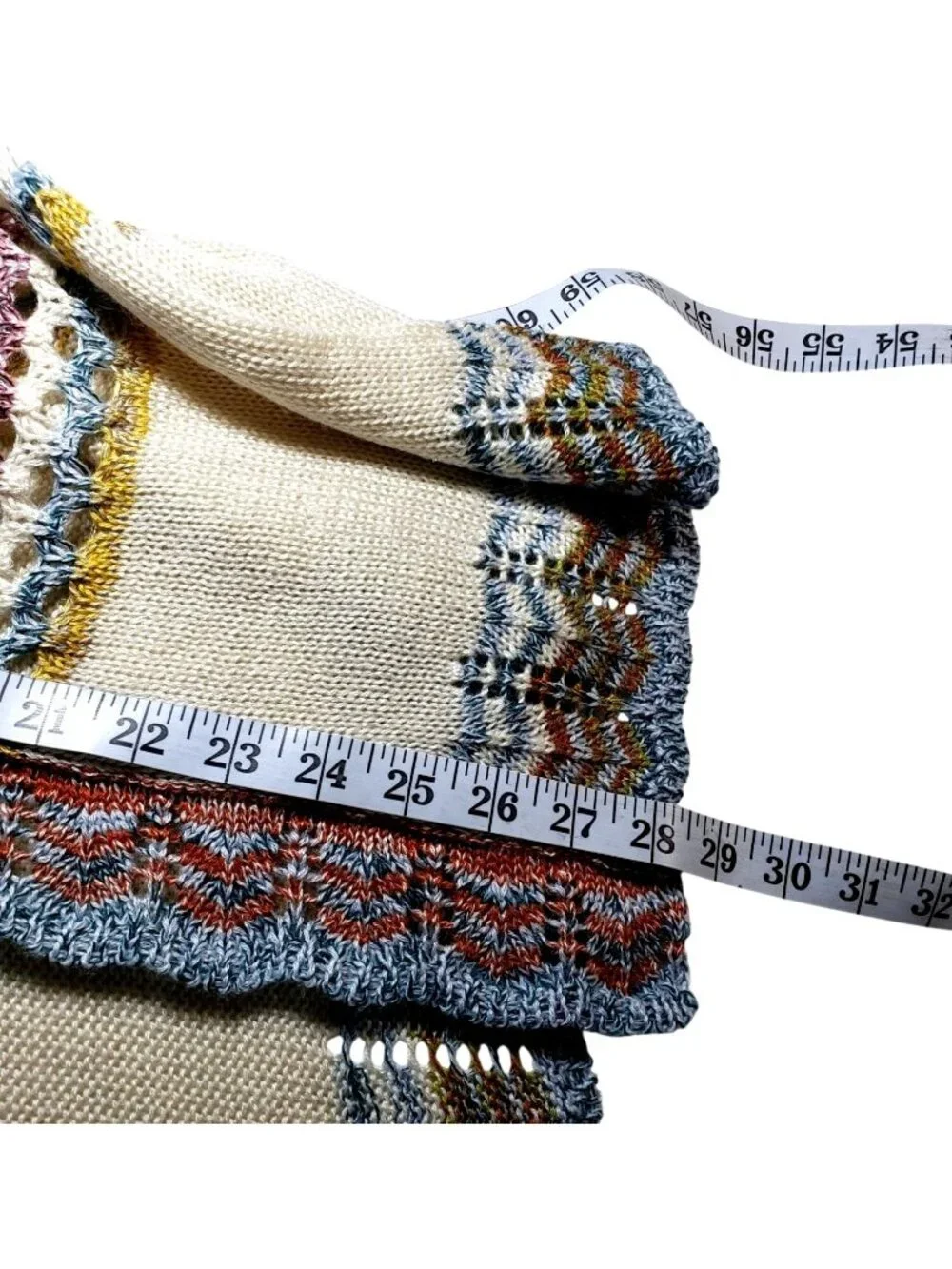 Kimono Cardigan Sweater Open Front M Multiples Multicolored Stipes Boho Cottage - Picture 12 of 12